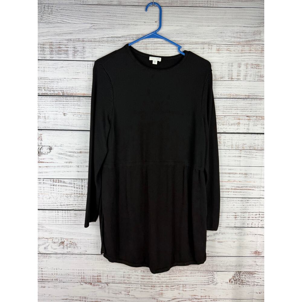 J. Jill Black Wool Viscose Crewneck Sweater Tunic Medium Classic Career Modest